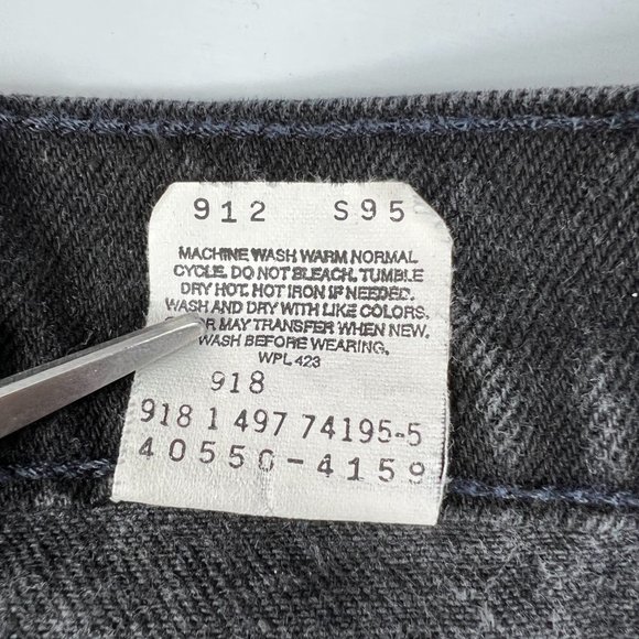 VTG 90s Levi's Jeans Men's 39 x 30* 550 Relaxed Straight Black Denim Orange Tab - Picture 6 of 16
